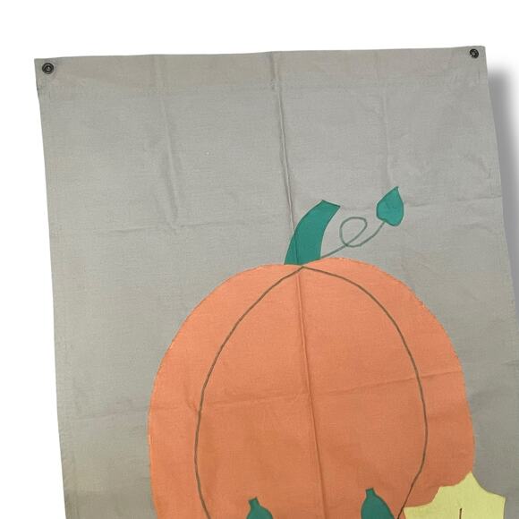 Fall Pumpkin Squash Leaves Flag Grommets House Outdoor Decor Vintage 54" x 35"W - Picture 6 of 13